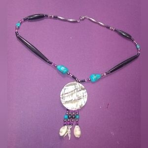 Abalone, she'll & Turquoise Necklace